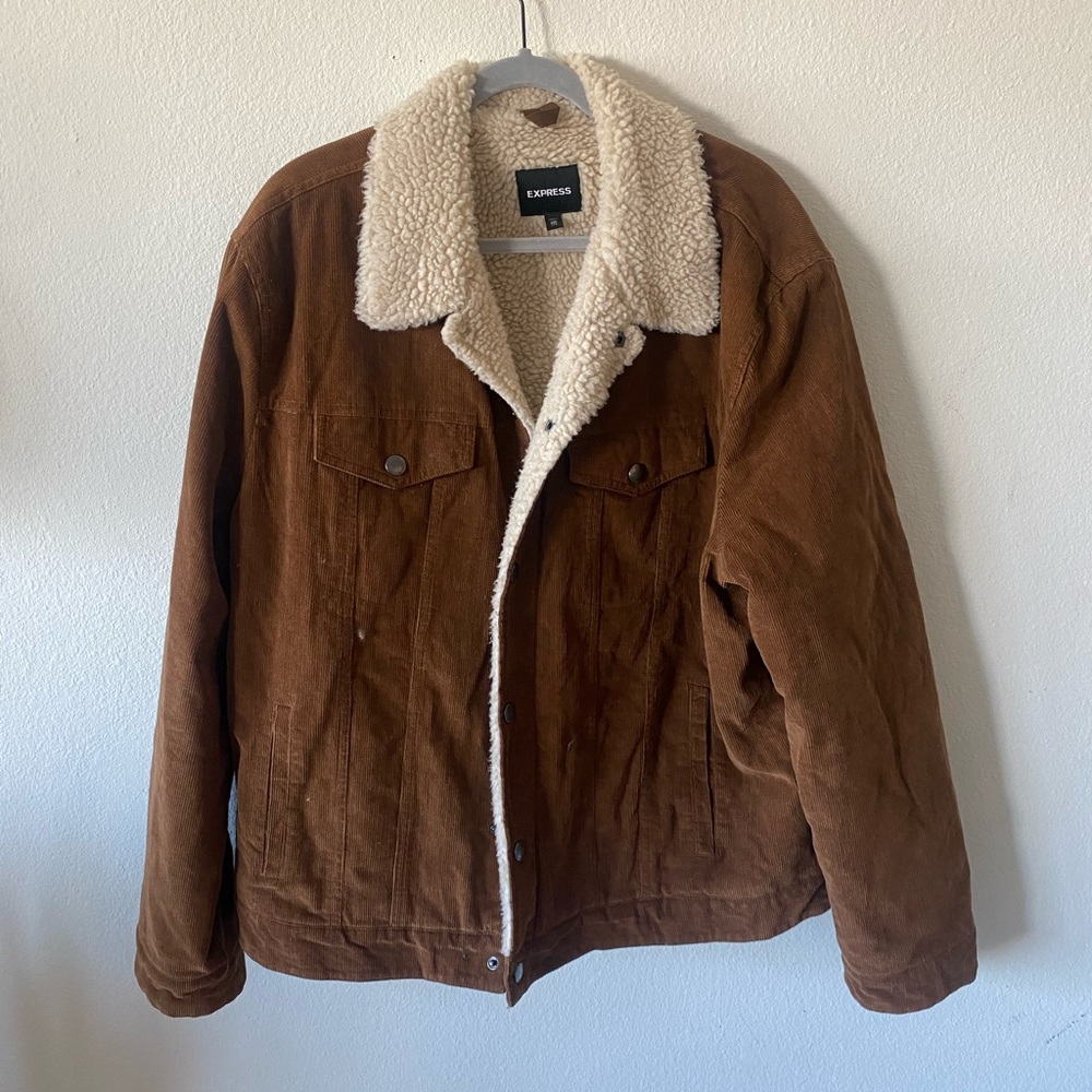 Express corduroy Sherpa lined trucker jacket